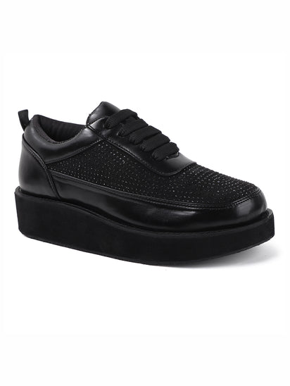 Women’s Fashionable Black Platform Sneakers