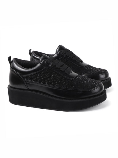 Women’s Fashionable Black Platform Sneakers
