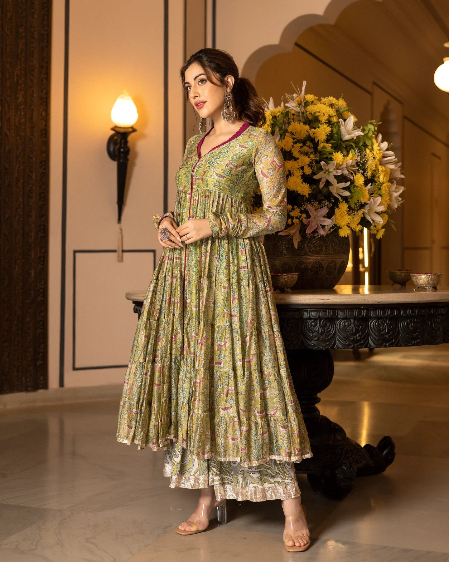 Timeless Chanderi Gotapatti Sharara Set with Graceful Flared Bottoms and Coordinated Top for Refined Traditional and Festive Wear