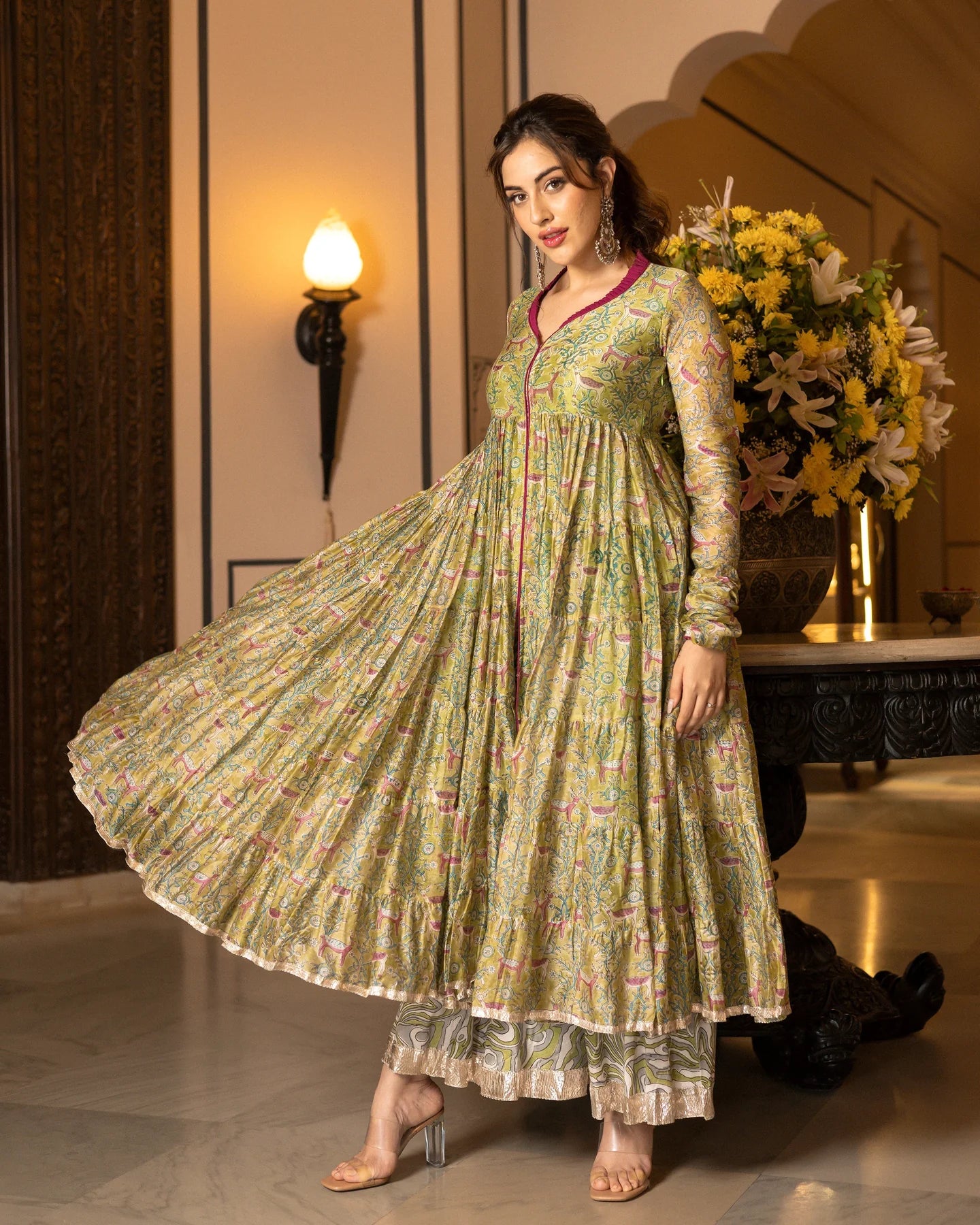 Timeless Chanderi Gotapatti Sharara Set with Graceful Flared Bottoms and Coordinated Top for Refined Traditional and Festive Wear