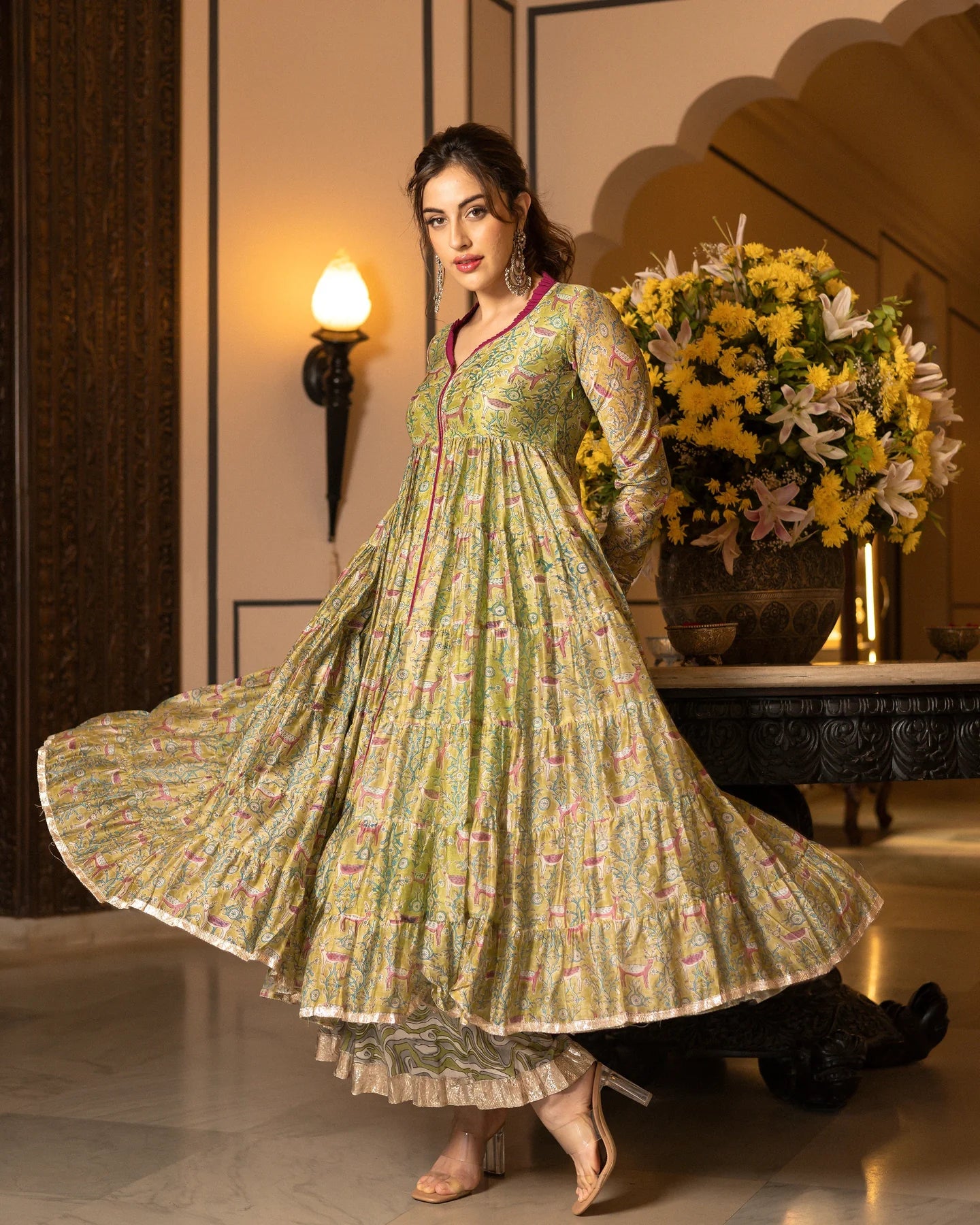 Timeless Chanderi Gotapatti Sharara Set with Graceful Flared Bottoms and Coordinated Top for Refined Traditional and Festive Wear