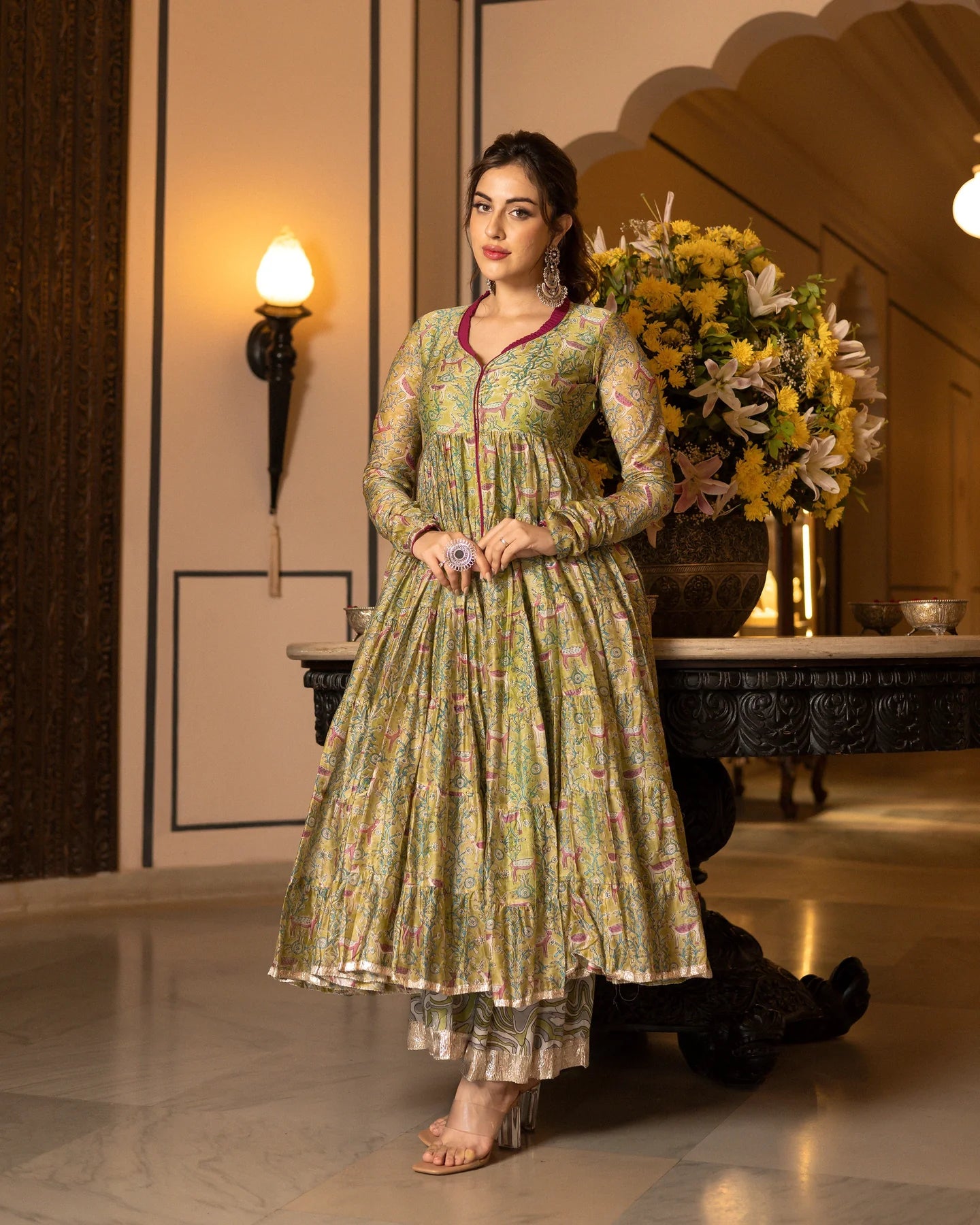 Timeless Chanderi Gotapatti Sharara Set with Graceful Flared Bottoms and Coordinated Top for Refined Traditional and Festive Wear