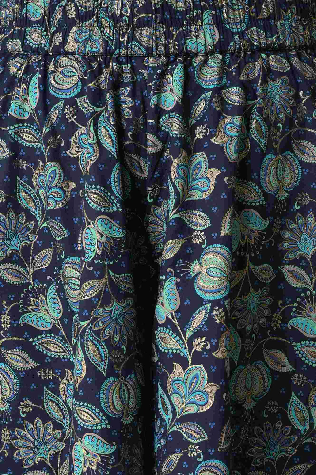 Sophisticated Blue Kurta Featuring Intricate Zari Embroidery and Coordinated Printed Culottes Offering a Modern yet Traditional Ensemble for Weddings and Celebrations