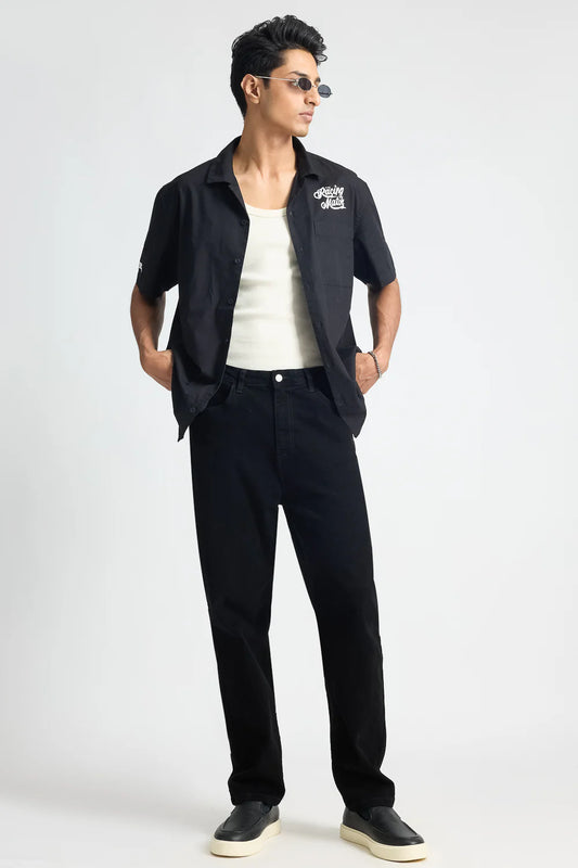Sleek Black Slim Cut Denim Jeans for Men