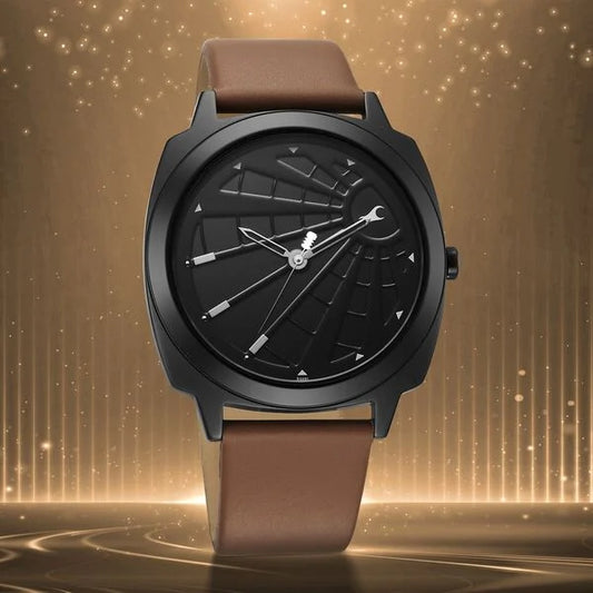 Stylish Men’s Leather Watch Featuring Black Dial and Elegant Design