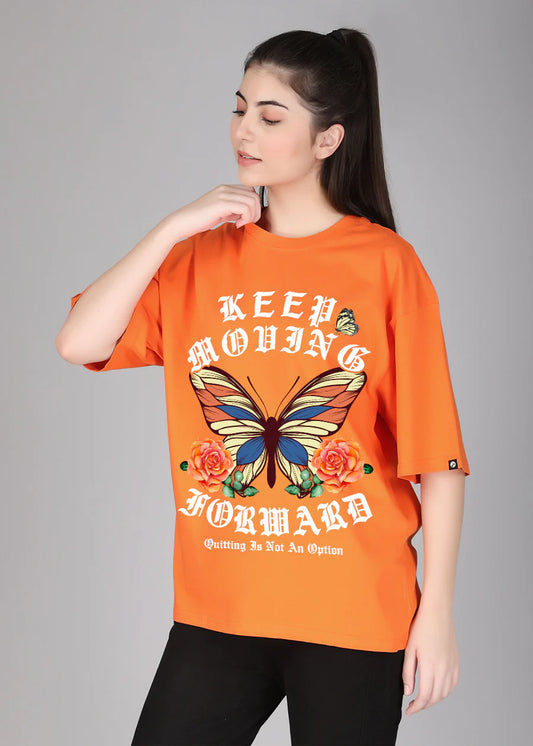 Fashionable Women’s T-shirt with Loose Fit and Bold Printed Design