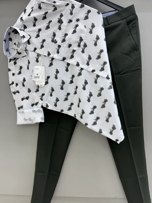 Men’s Trendy Printed Shirt and Pants Outfit