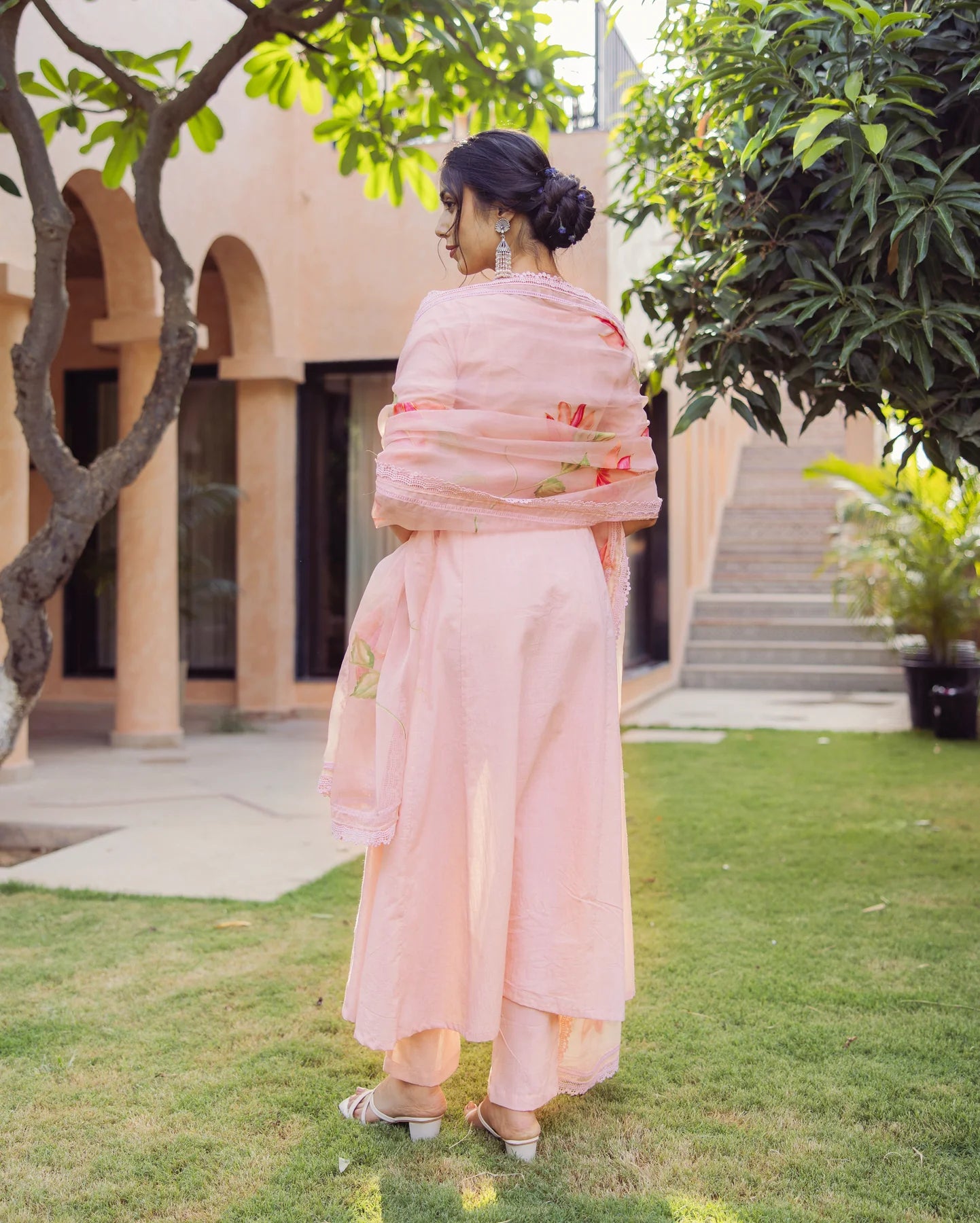 Tide Pink Cotton Kurta Set with Handpainted Design for Traditional and Everyday Style