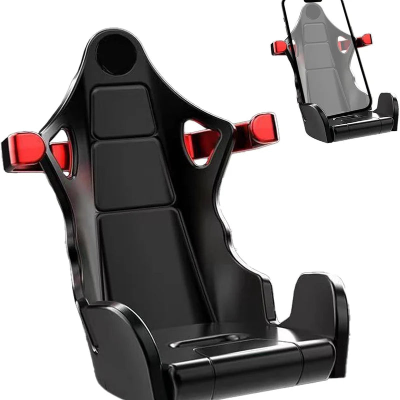 Hands-Free Phone Mount Inspired by Racing Seats for Desk, Car, and Gaming Setup
