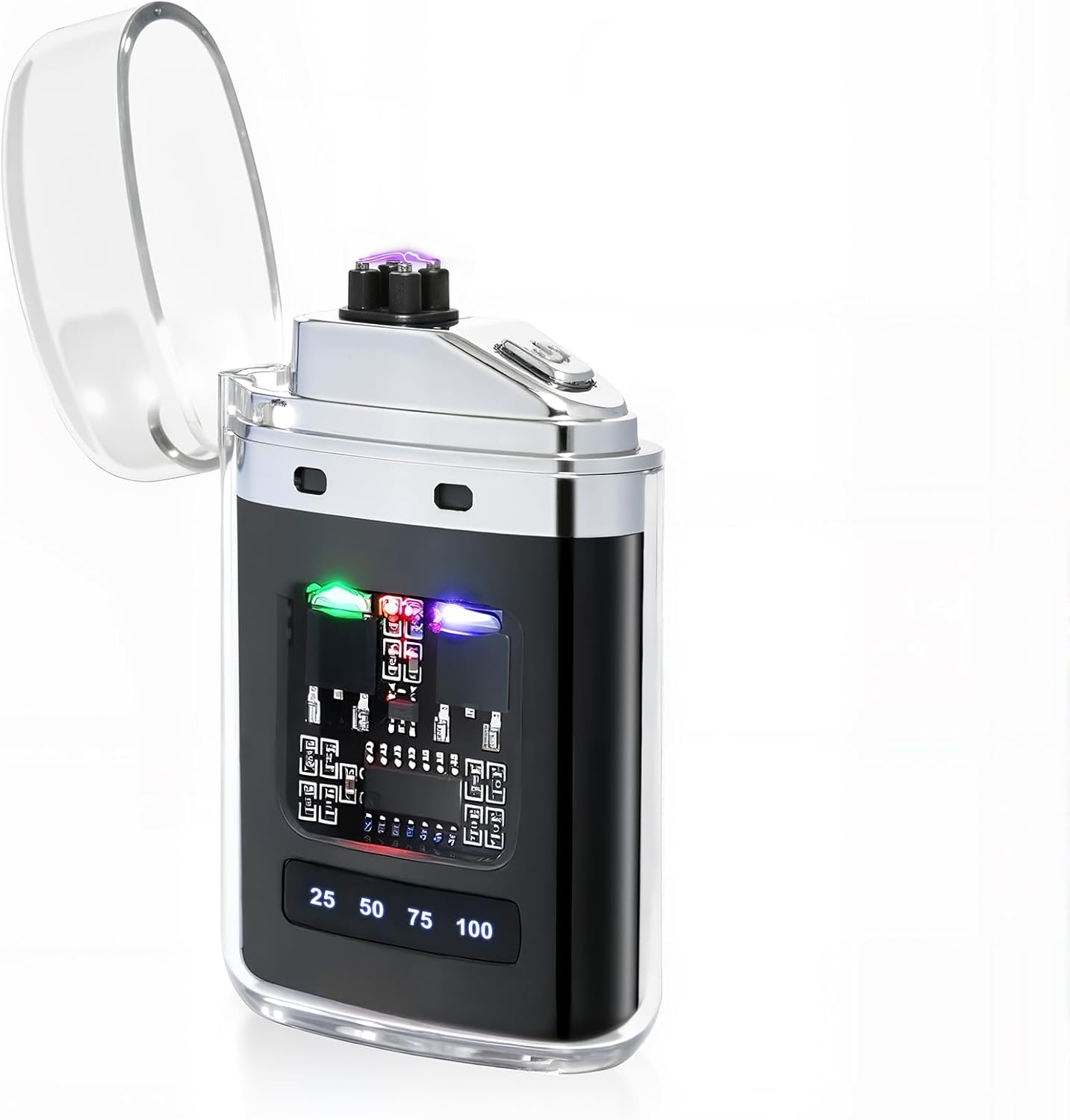 USB Rechargeable Electric Lighter with Windproof Plasma Flame for Hiking Camping and Emergency Gear