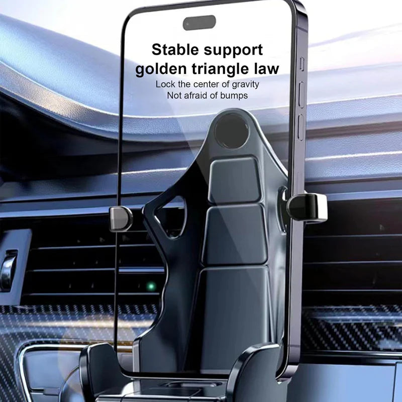 Hands-Free Phone Mount Inspired by Racing Seats for Desk, Car, and Gaming Setup