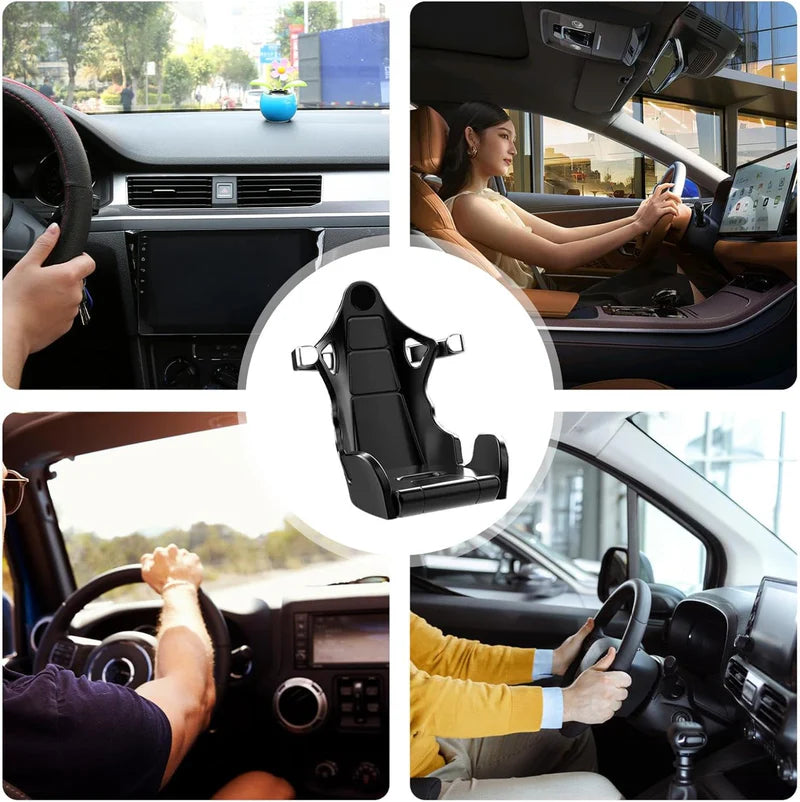 Hands-Free Phone Mount Inspired by Racing Seats for Desk, Car, and Gaming Setup