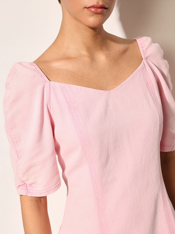 Chic Pink Denim Bodycon Dress Featuring Figure-Hugging Fit, Sleek Design, and Trendy Appeal for Casual Wear and Party Looks