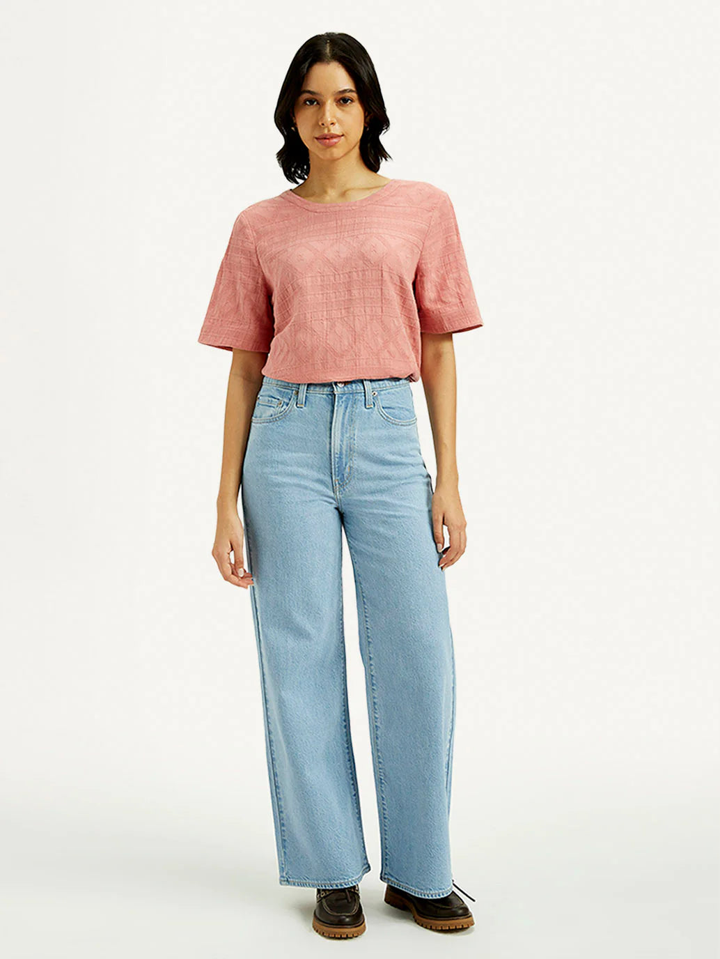 Light Indigo Wide Leg Jeans for Women with High-Rise Design, Ribcage Fit, Soft Stretchable Denim, and Chic Everyday Casual Wear