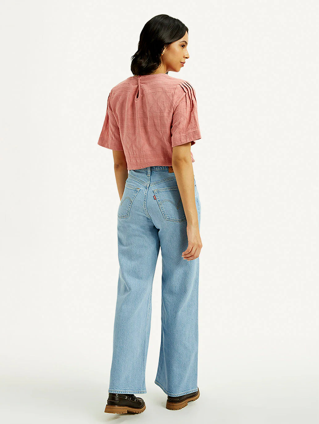 Light Indigo Wide Leg Jeans for Women with High-Rise Design, Ribcage Fit, Soft Stretchable Denim, and Chic Everyday Casual Wear