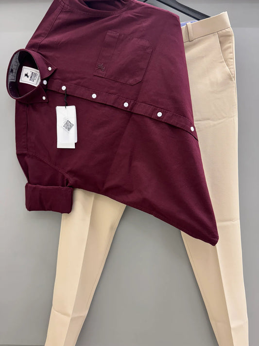 Trendy Cotton Oxford Shirt with Formal Pants for Men