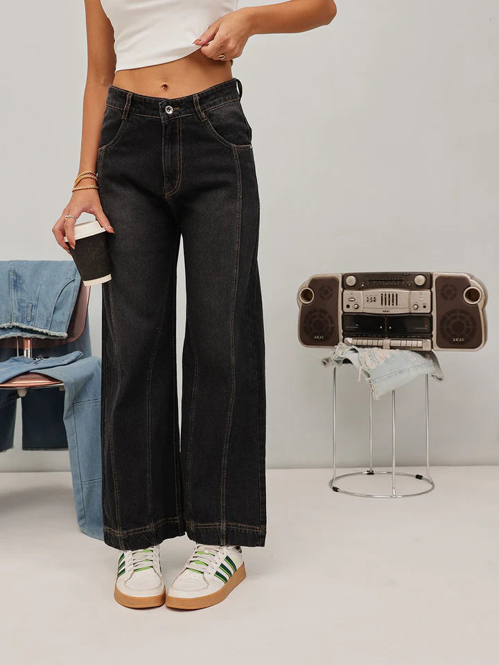 Casual Women’s Wide Leg Jeans Crafted from Premium Denim with Loose Flowing Fit and Contemporary Fashion-Forward Look
