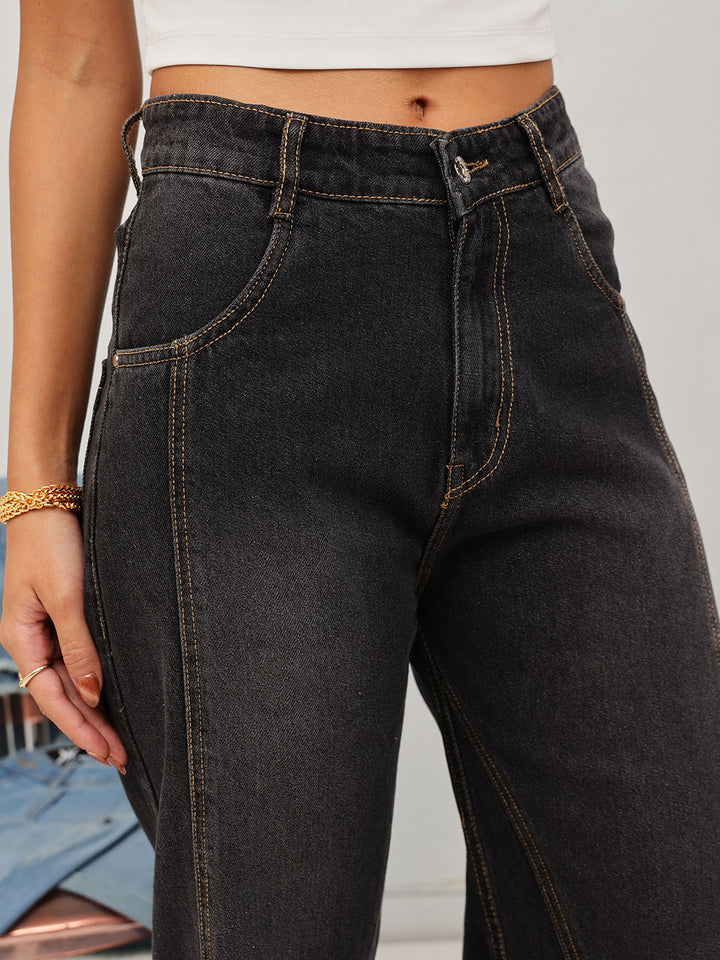 Casual Women’s Wide Leg Jeans Crafted from Premium Denim with Loose Flowing Fit and Contemporary Fashion-Forward Look
