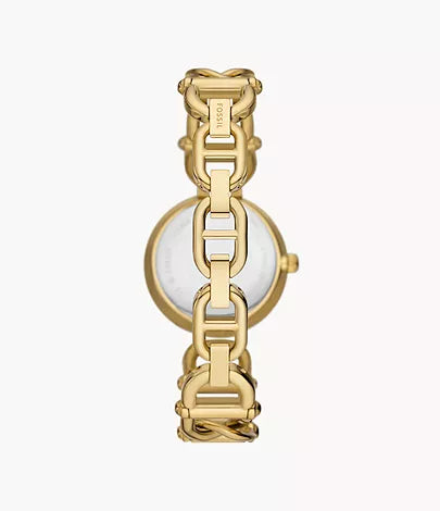 Elegant Gold-Tone Stainless Steel Three-Hand Wristwatch with Timeless Appeal