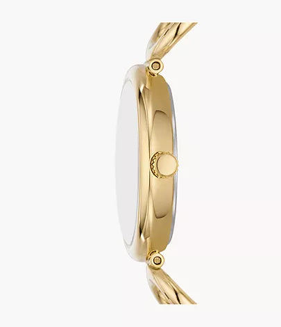 Elegant Gold-Tone Stainless Steel Three-Hand Wristwatch with Timeless Appeal