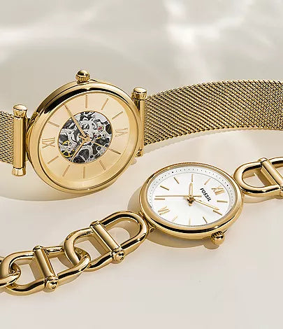 Elegant Gold-Tone Stainless Steel Three-Hand Wristwatch with Timeless Appeal