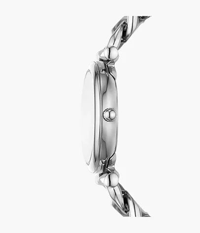 Sleek Three-Hand Analog Watch with Durable Stainless Steel Strap
