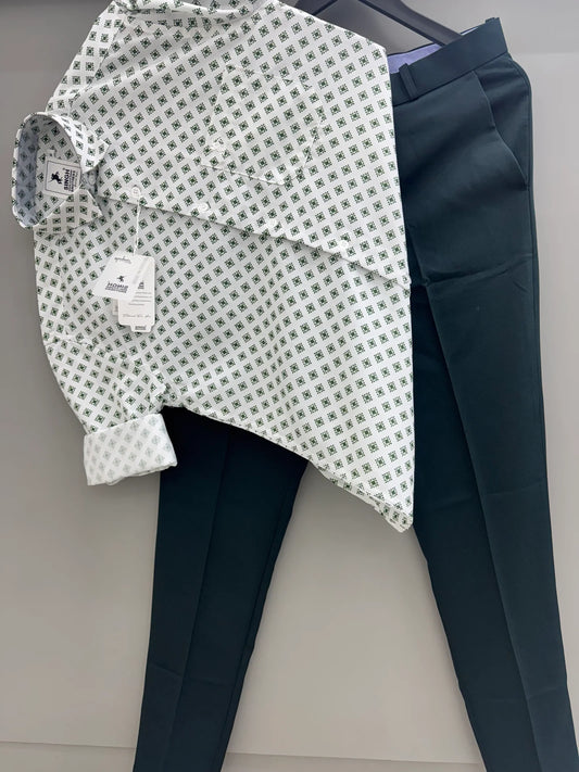 Men’s Casual Printed Shirt and Pant Set