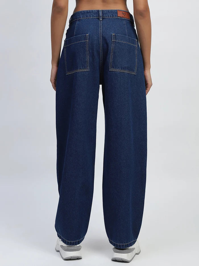 Women’s Relaxed Fit Blue Cotton Blend Boyfriend Jeans with Casual Everyday Comfort and Versatile Style