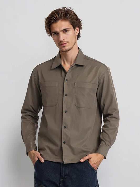 Men Green Solid Oversized Fit Casual Shirt