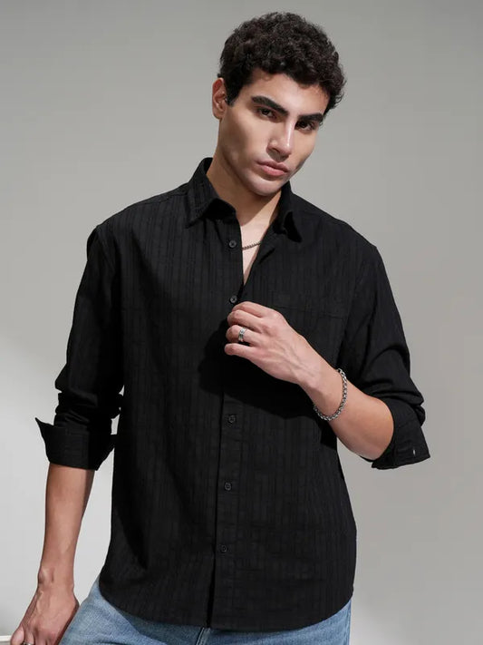 Men Black Checked Relaxed Fit Casual Shirt