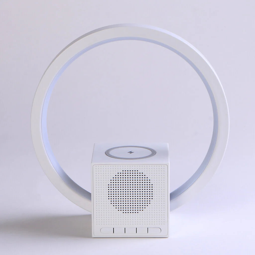 Wireless Charging Aura LED Lamp with High-Quality Speaker for Desk, Bedroom, and Living Room