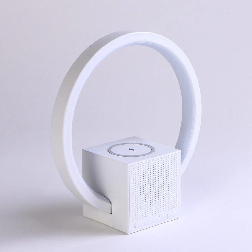 Wireless Charging Aura LED Lamp with High-Quality Speaker for Desk, Bedroom, and Living Room