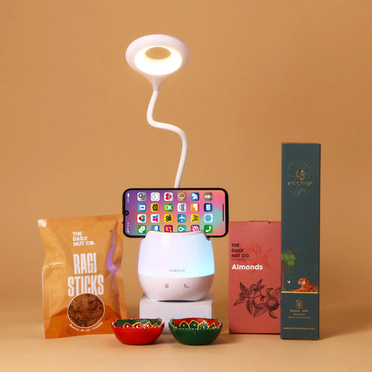 Complete Glow and Nourish Gift Box with Multifunctional LED Therapy Device and Relaxation Gadgets