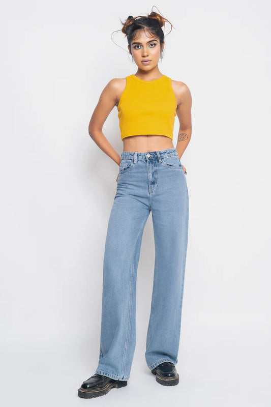 Soft and Comfortable Belle Blue Straight Jeans for Women Featuring Classic Design, Durable Material, and Versatile Everyday Wear