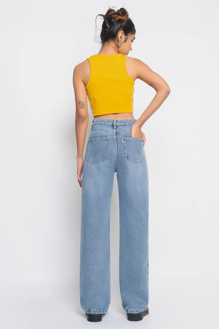 Soft and Comfortable Belle Blue Straight Jeans for Women Featuring Classic Design, Durable Material, and Versatile Everyday Wear