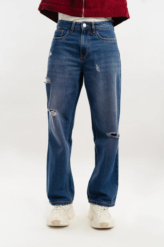 Sapphire Blue Straight Leg Jeans for Men