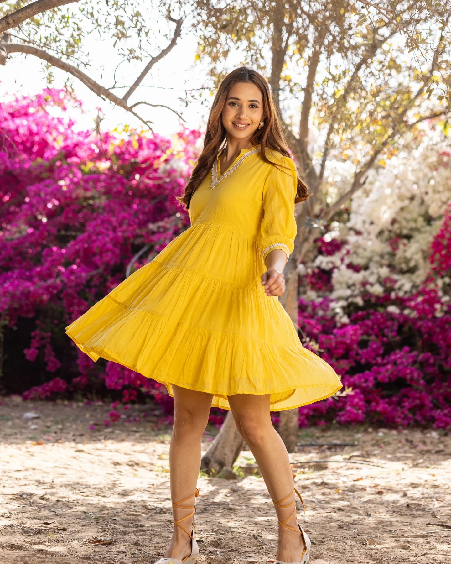 Classic Yellow Lace Dress with Elegant Detailing, Flattering Silhouette, and Timeless Feminine Appeal for Day and Evening Occasions
