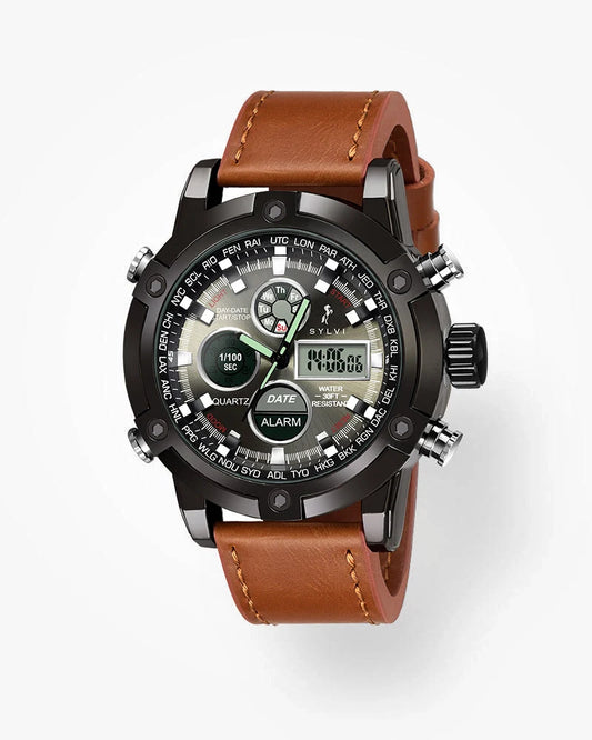 Trendy Analog-Digital Men’s Watch with Water Resistant and Multi-Function Features