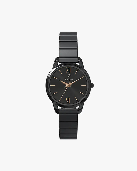 Chic Deep Black Women’s Watch with Minimalist Detailing