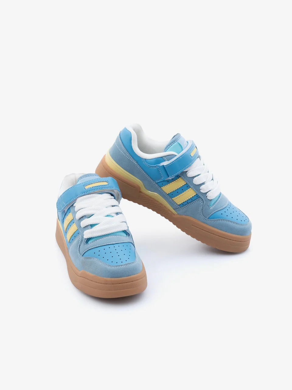 Blue-Yellow Street Style Flat Sole Sneakers