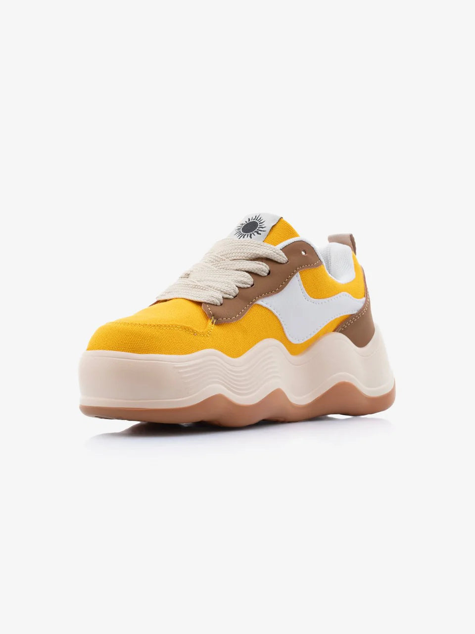 Women's Yellow Chunky High Heel Sneakers