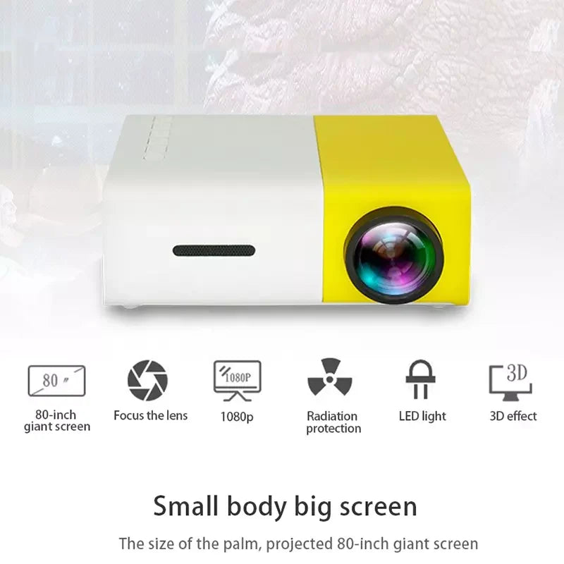 HDMI Mini Projector with Portable Build Adjustable Display and Remote Control for Home Theater and Travel