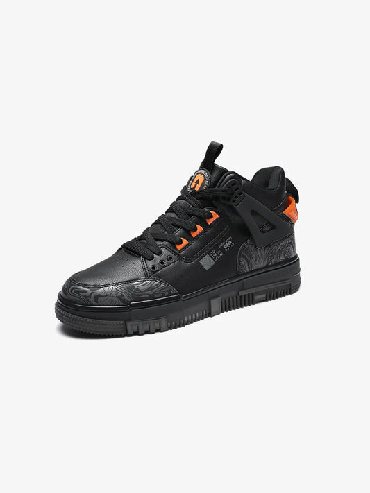 Shadow Black Mid Top Premium Flat Sole Sneakers