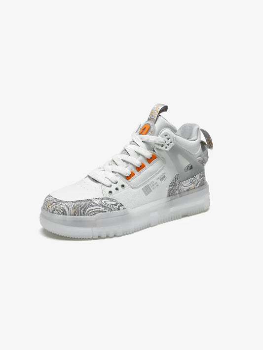 White Mid Top Premium Flat Sole Sneakers