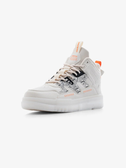 Beige Mid Top Premium Flat Sole Sneakers