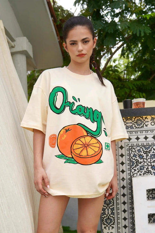 Vibrant Women’s Orange T-shirt with Comfortable Oversized Style